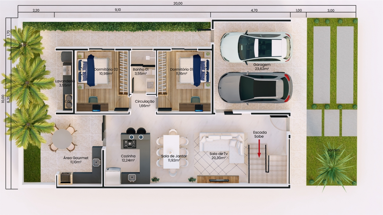 Plantas de casas com 3 dormitórios