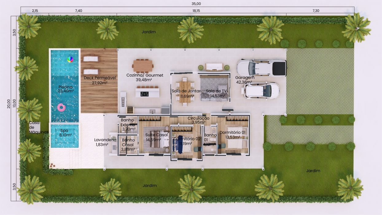 Plantas de casas para construir com varanda e suíte