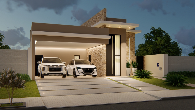 Plantas de casas com garagem 2 carros