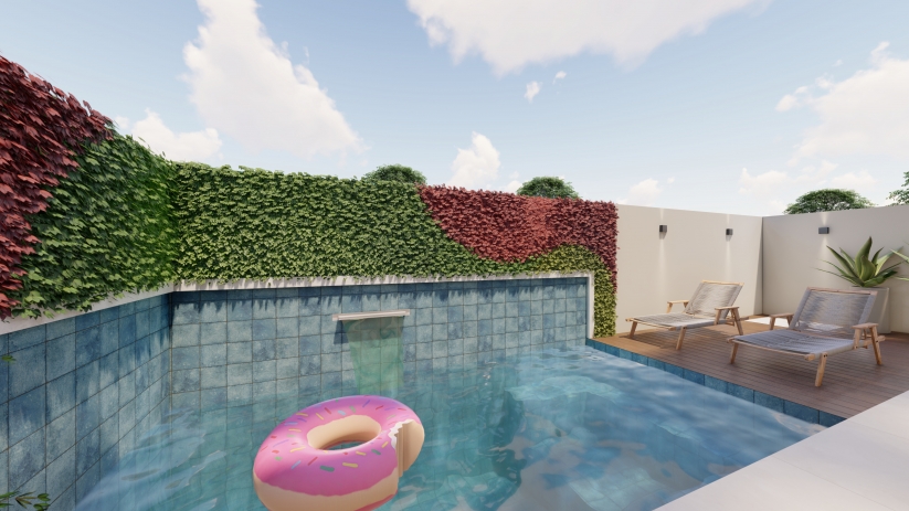 Projetos de casas com piscina com deck de madeira