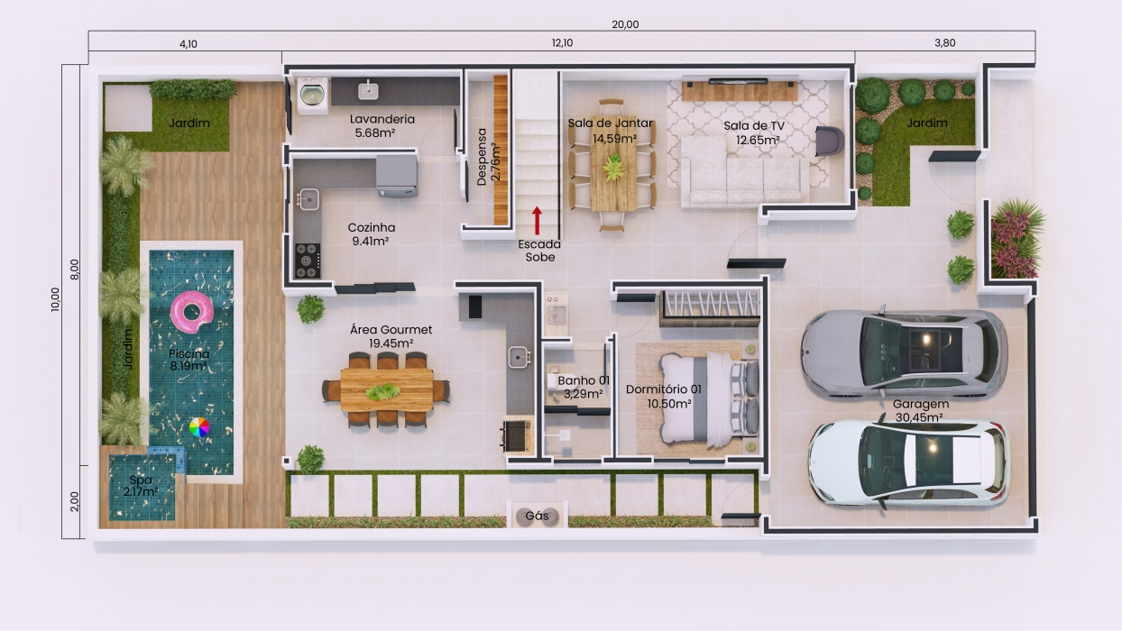 Plantas de casas sobrado com 3 suítes e piscina