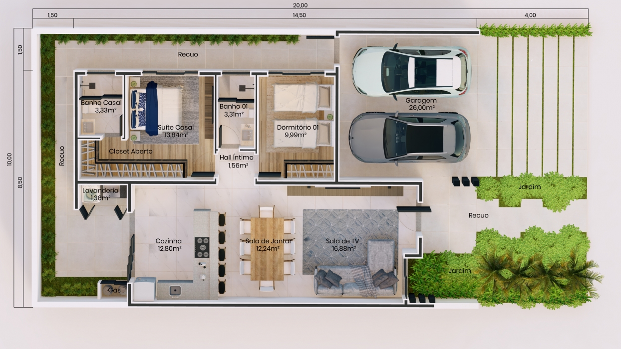 Plantas de Casas com 10 metros de frente