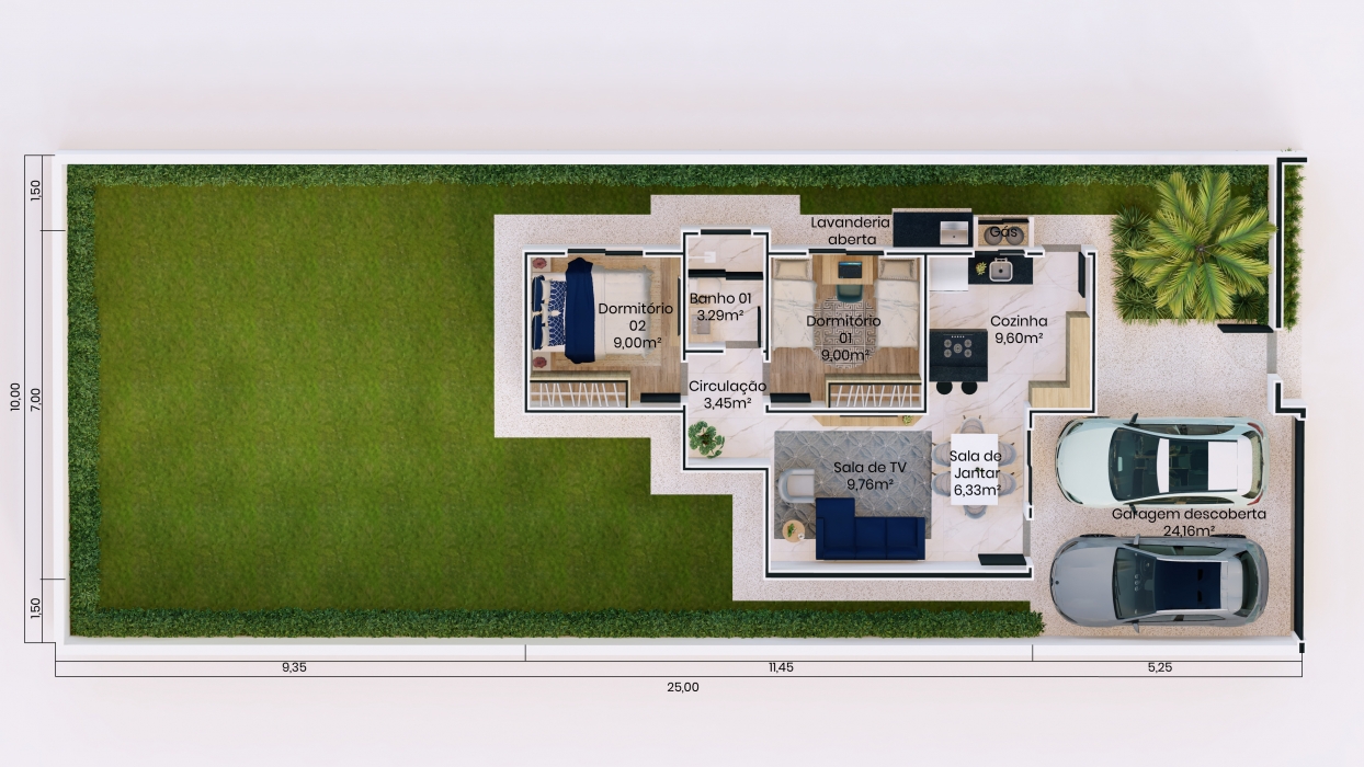 Plantas de casas térrea com terreno 8x25